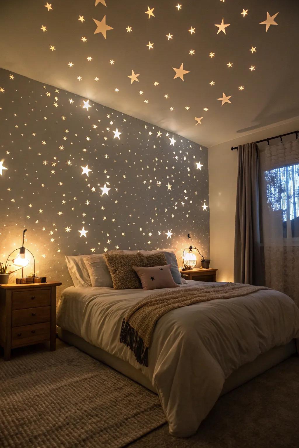 Create an enchanting celestial atmosphere with starry night wallpaper.