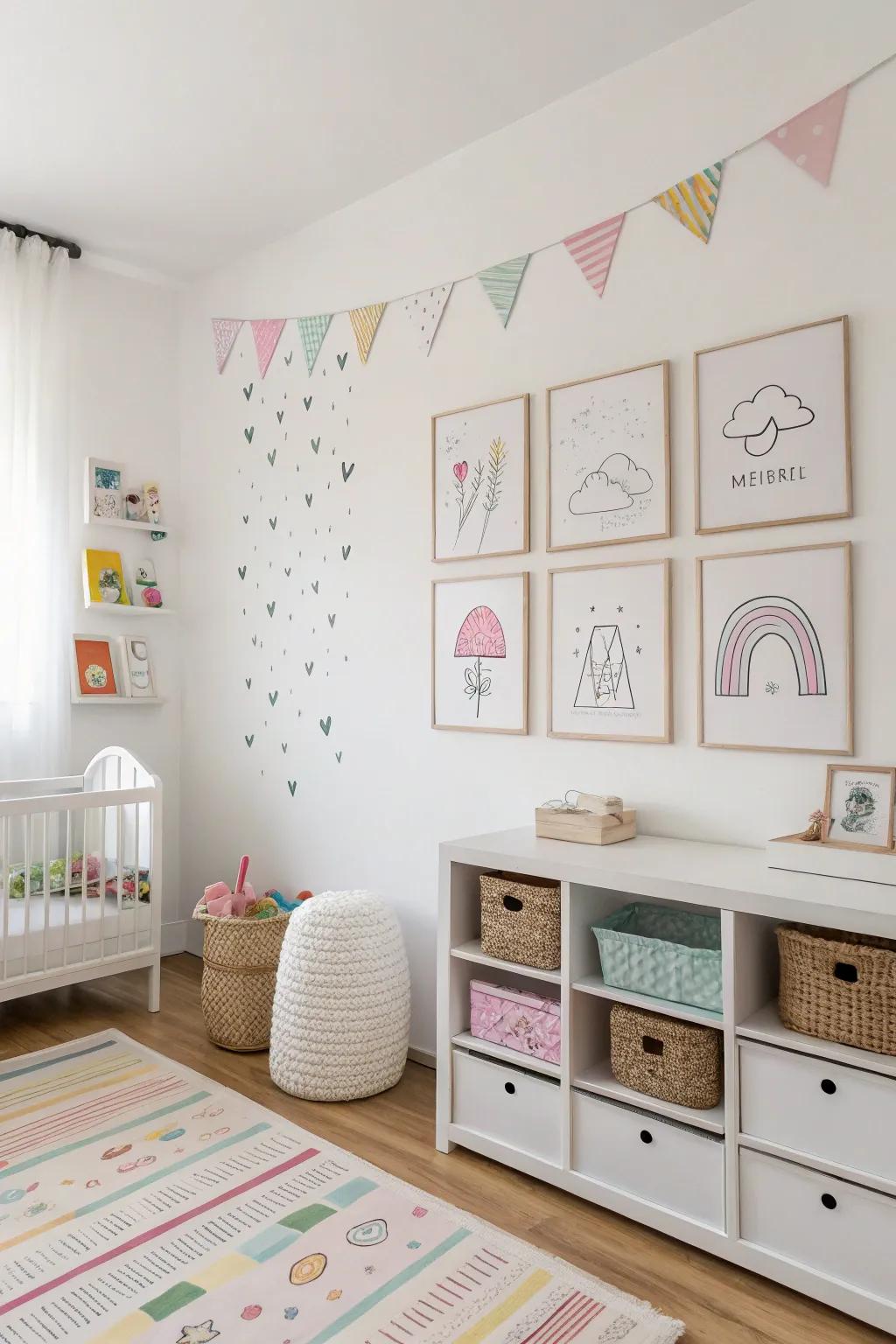 Minimalist art adds character without chaos.