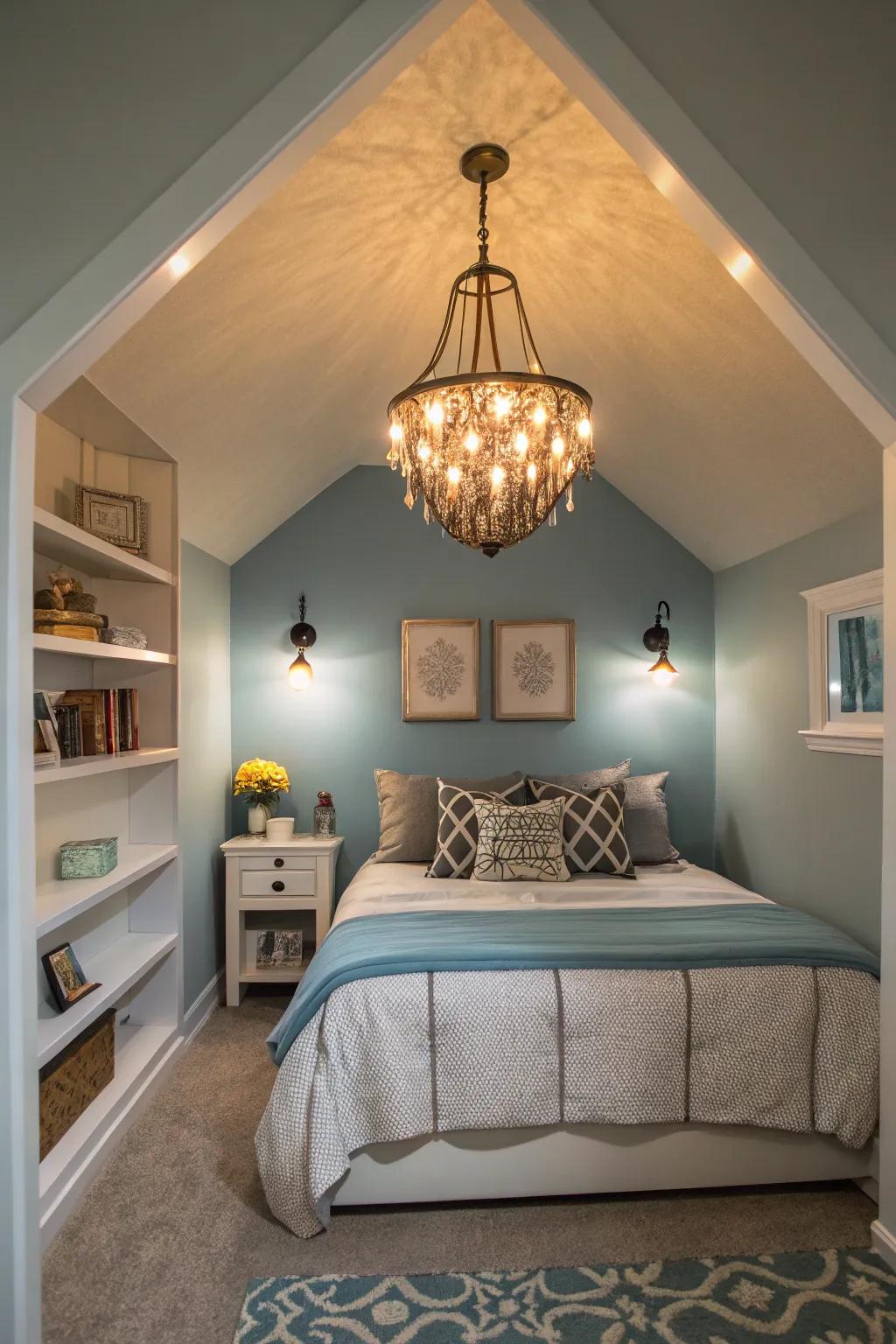Accent lighting adds character and a warm glow.