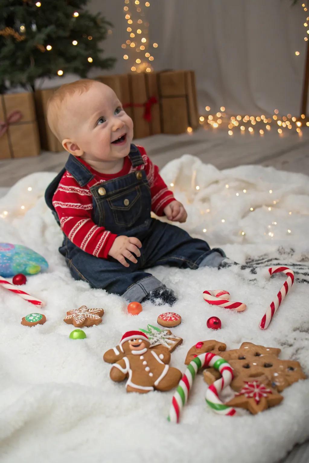 Add a touch of sweetness with a gingerbread-themed photoshoot.