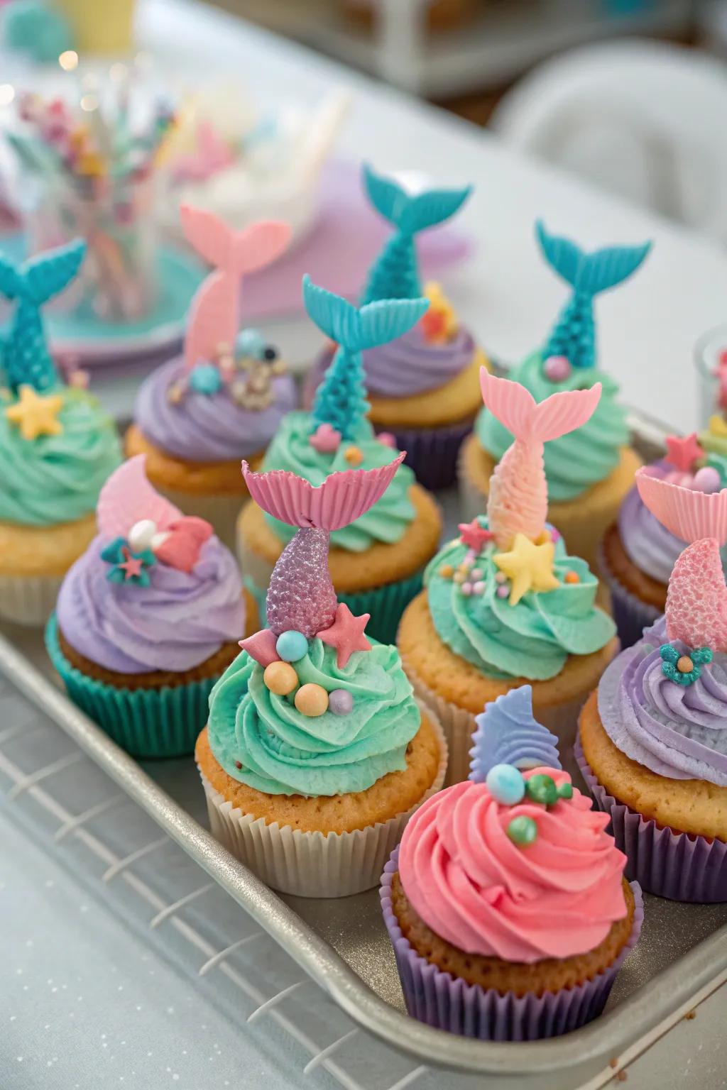 Themed cupcakes add a delicious touch to the celebration.
