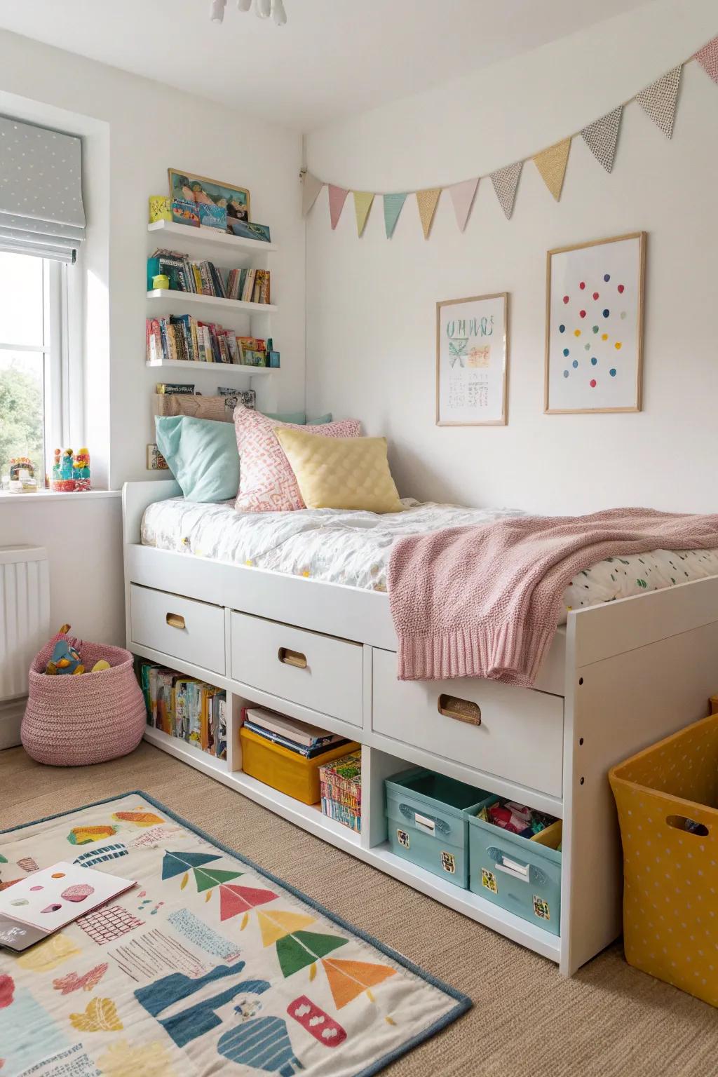 Multifunctional furniture optimizes room space.
