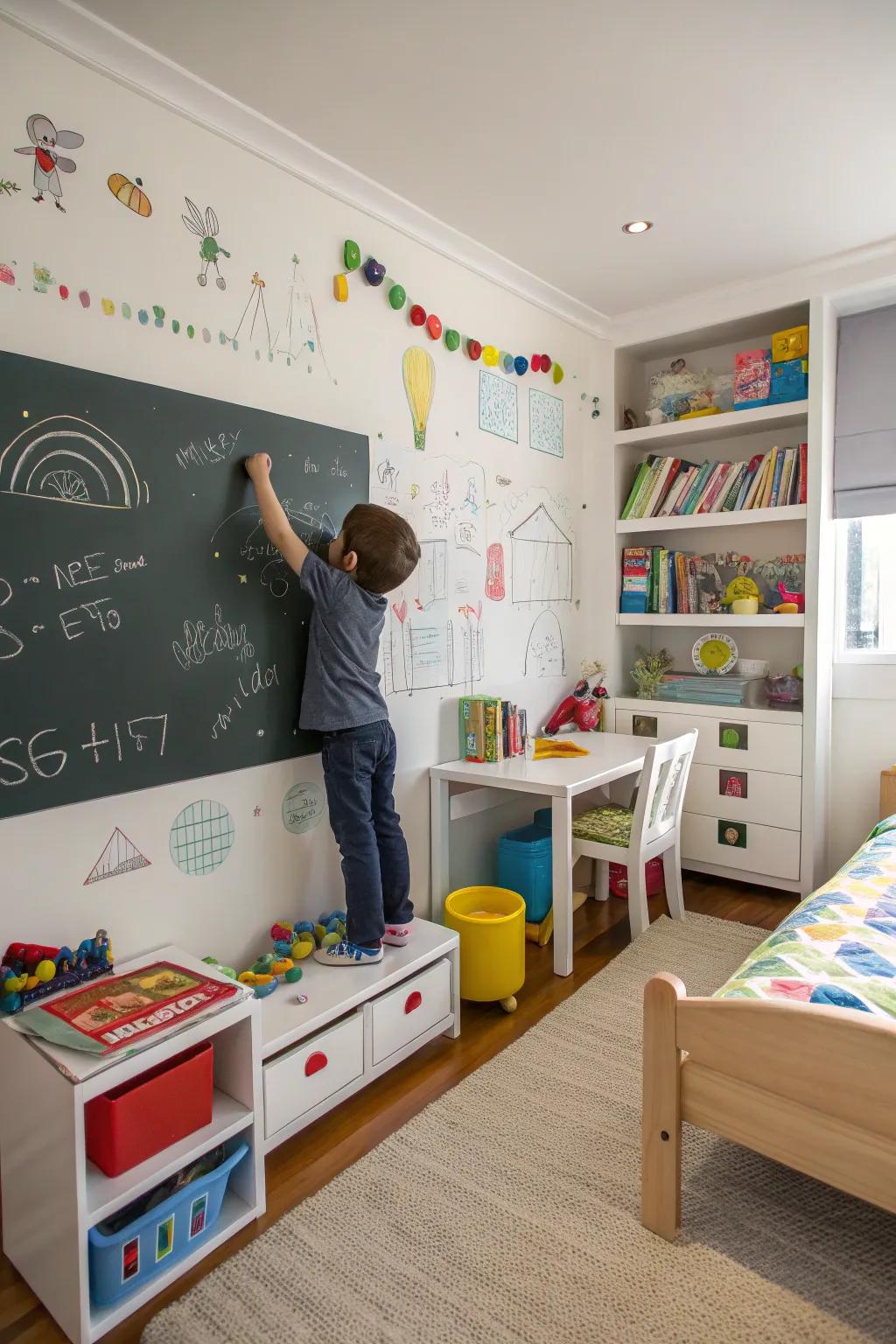 Interactive walls encourage creativity and fun.
