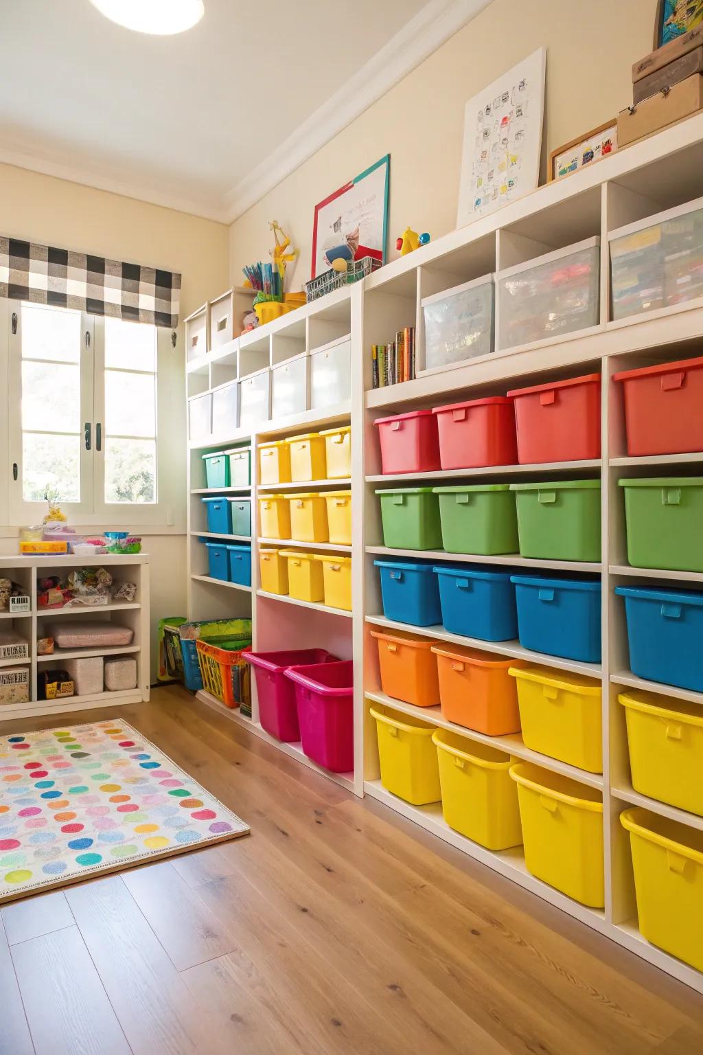 Creative storage solutions keep the space organized and clutter-free.