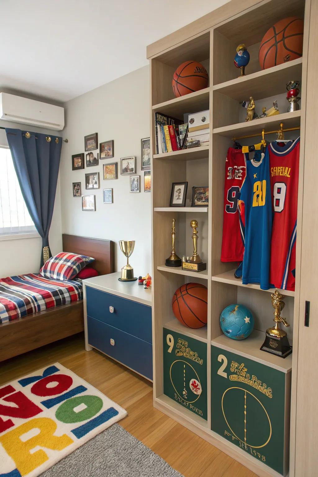 A sports zone can energize a budding athlete's room.