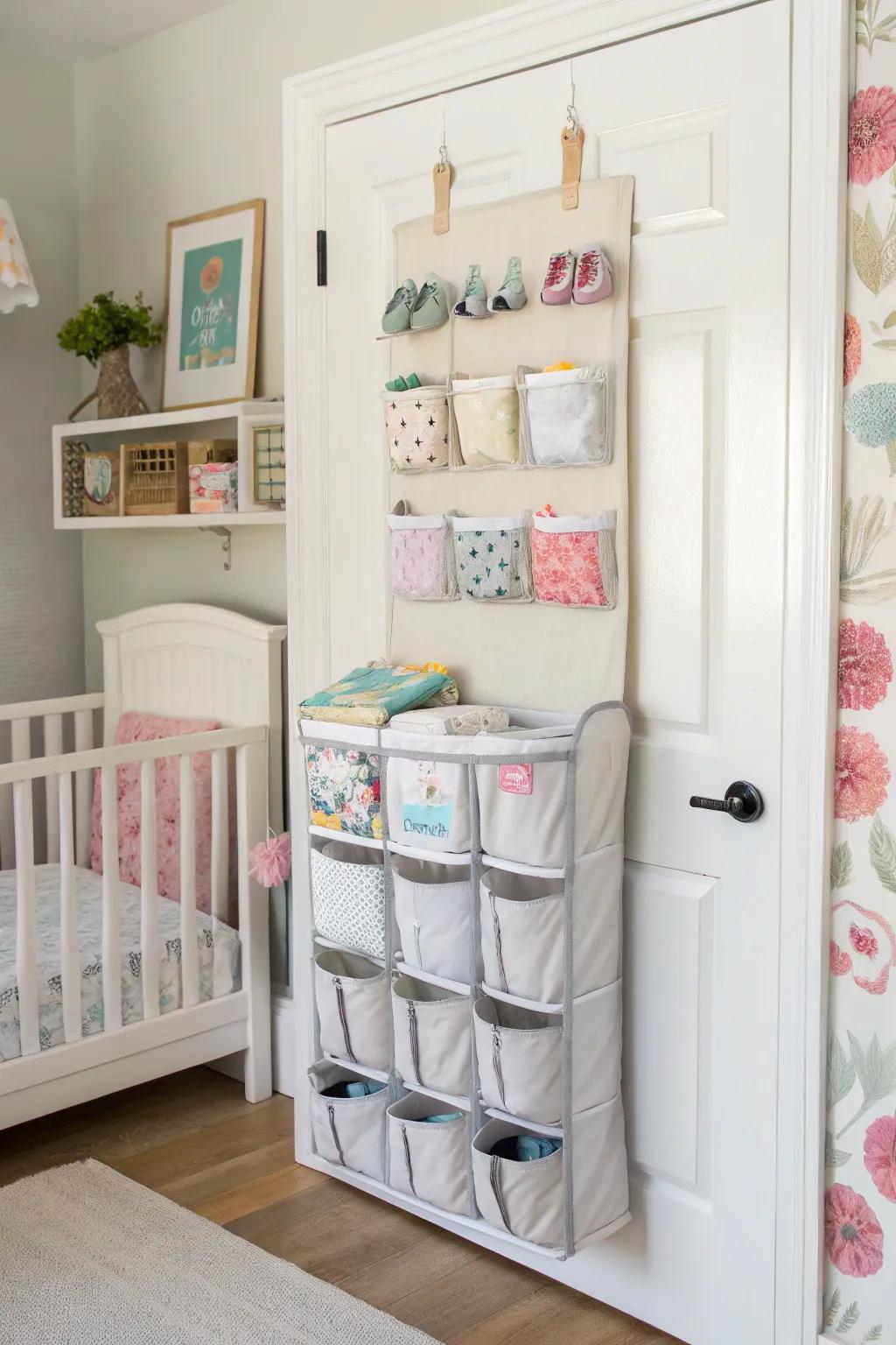 Over-the-door organizers provide additional storage without taking up floor space.