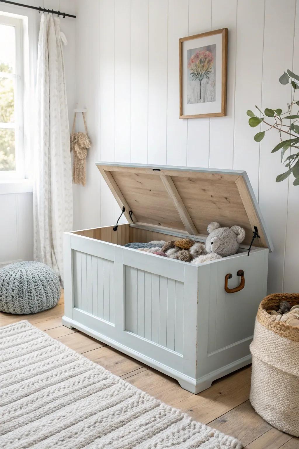 Breathe new life into an old favorite: Transform your toy chest into a stylish stuffed animal sanctuary.