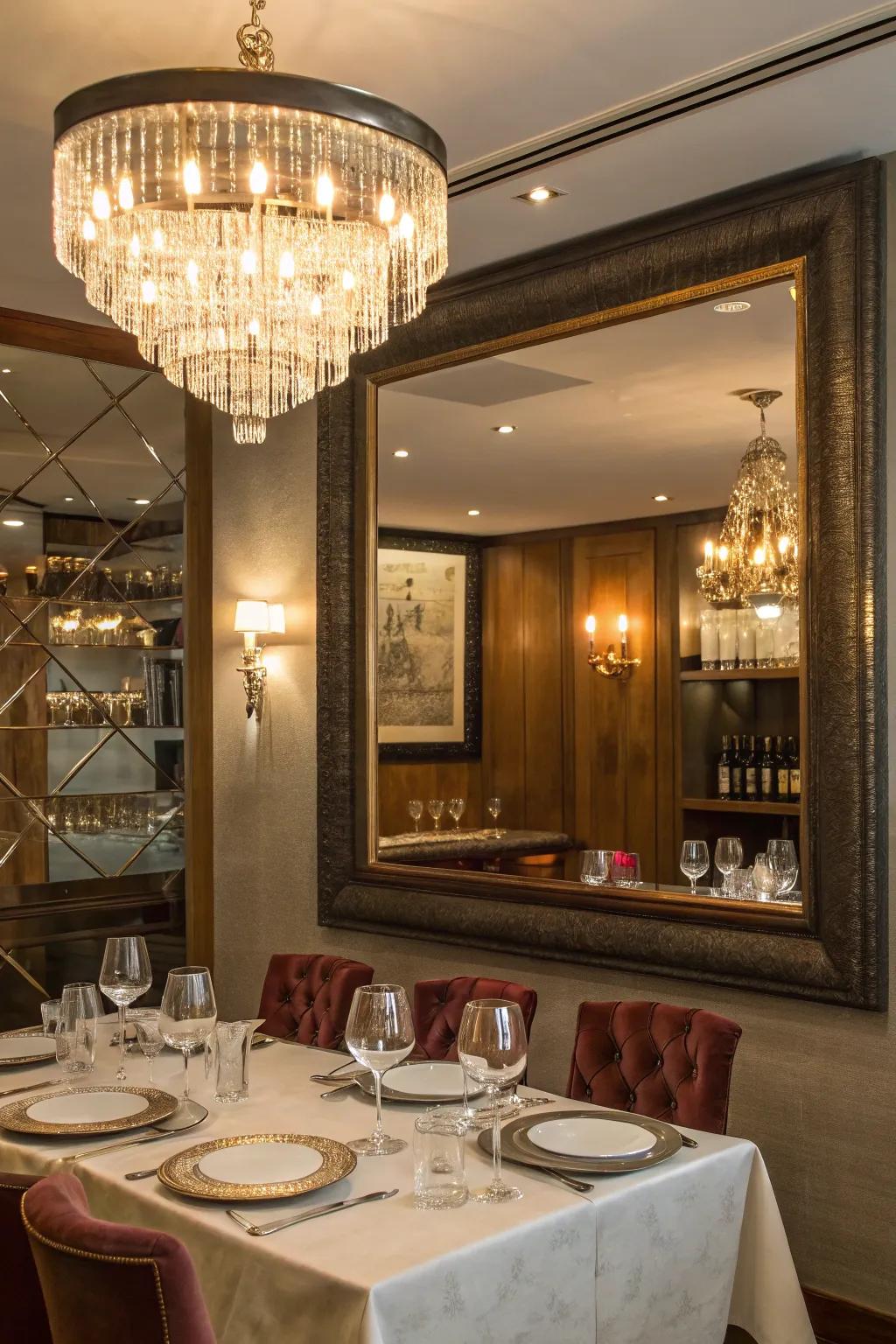 A strategically placed mirror enhances light and space.