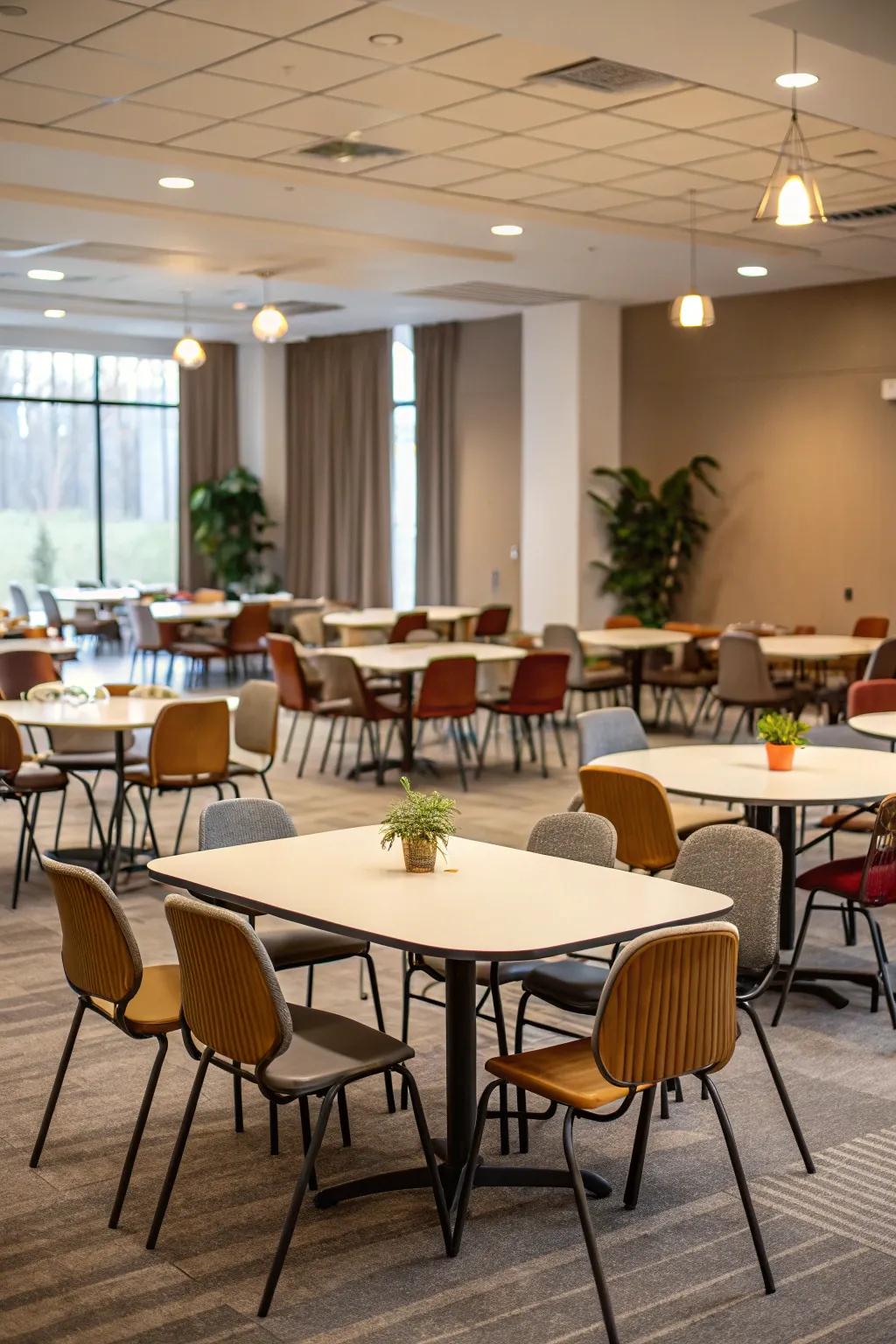 Moveable furniture ensures versatility and adaptability in the room.