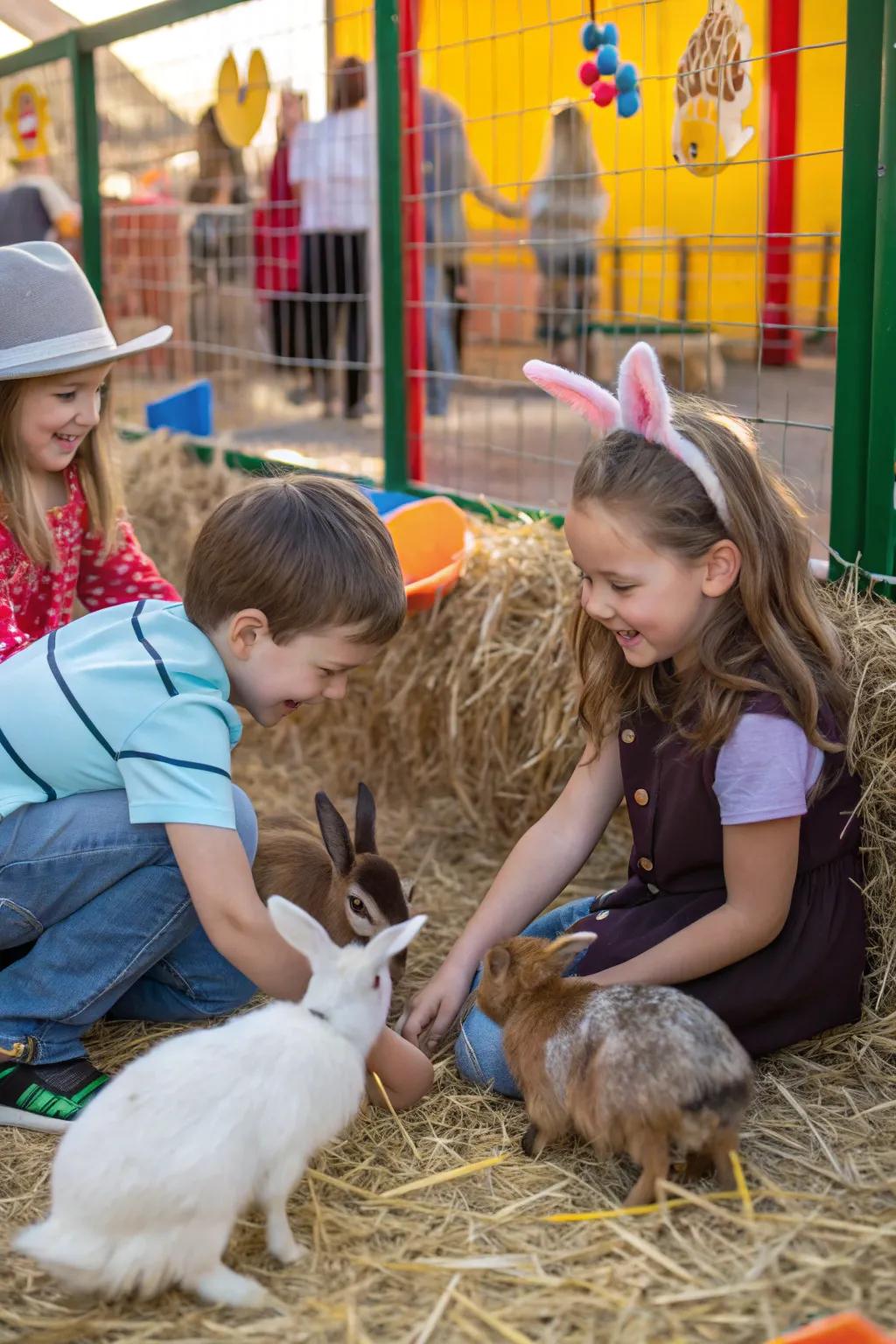 A delightful petting zoo experience at the party.
