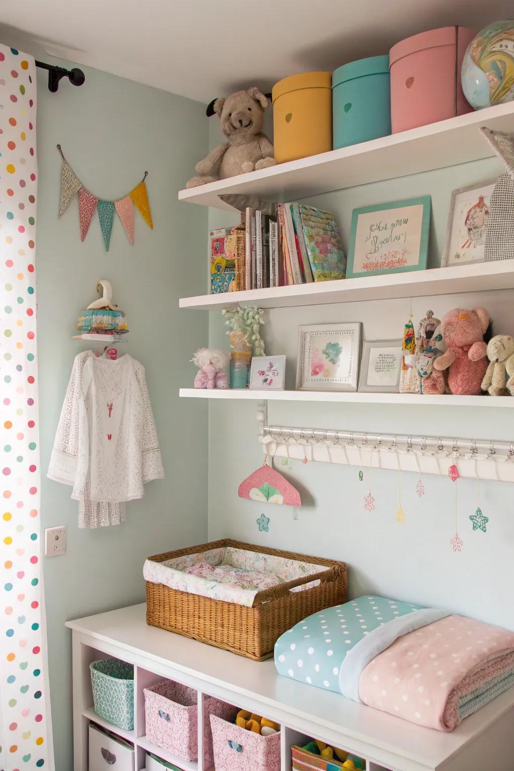 Utilizing wall space effectively enhances storage options.