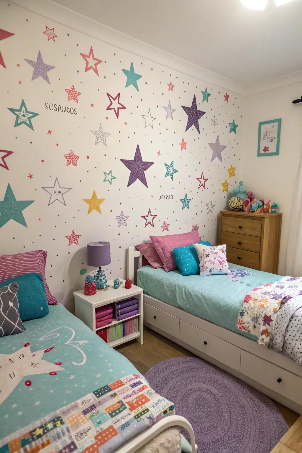 Wall decals add a fun and transformative element to the room.