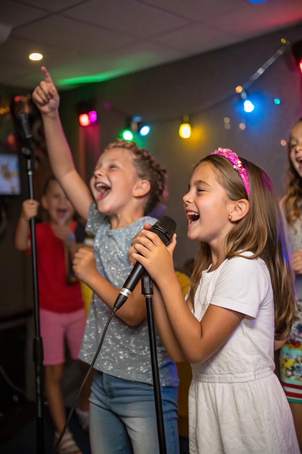 Karaoke session letting kids shine like stars.