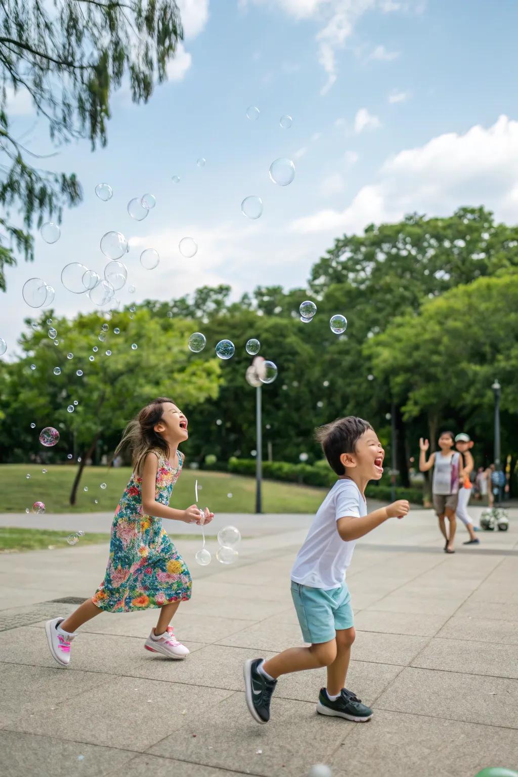 A magical bubble party delighting children.