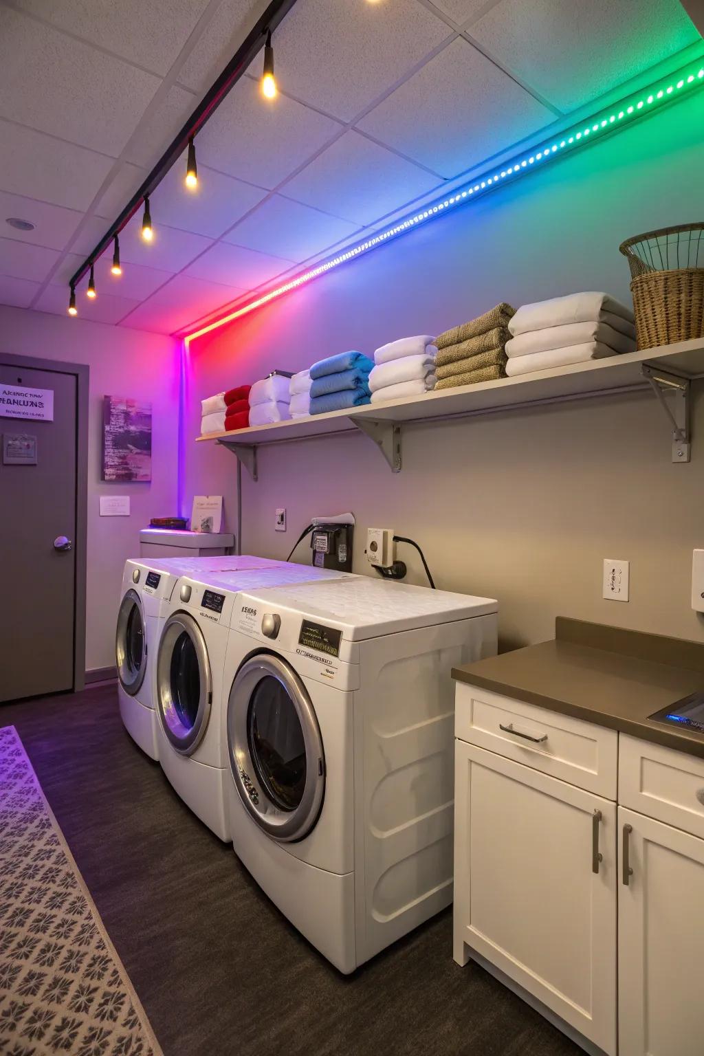 Fun and dynamic atmosphere with color-changing LEDs.