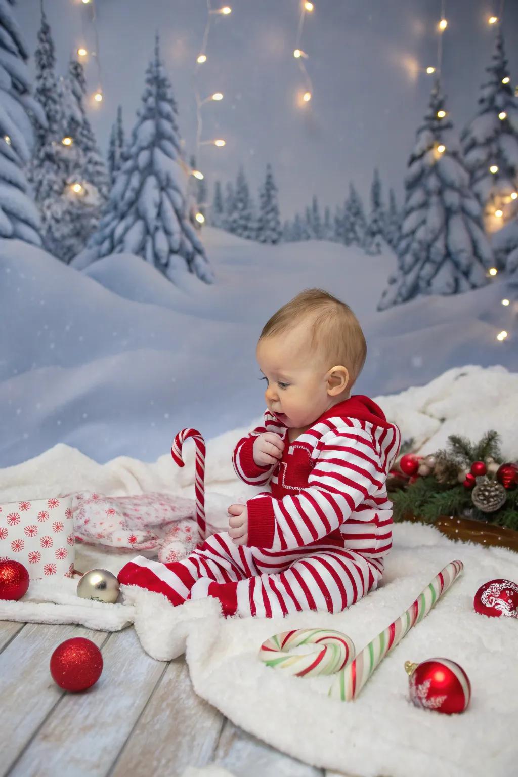 Add a festive touch to your photoshoot with a candy cane theme.
