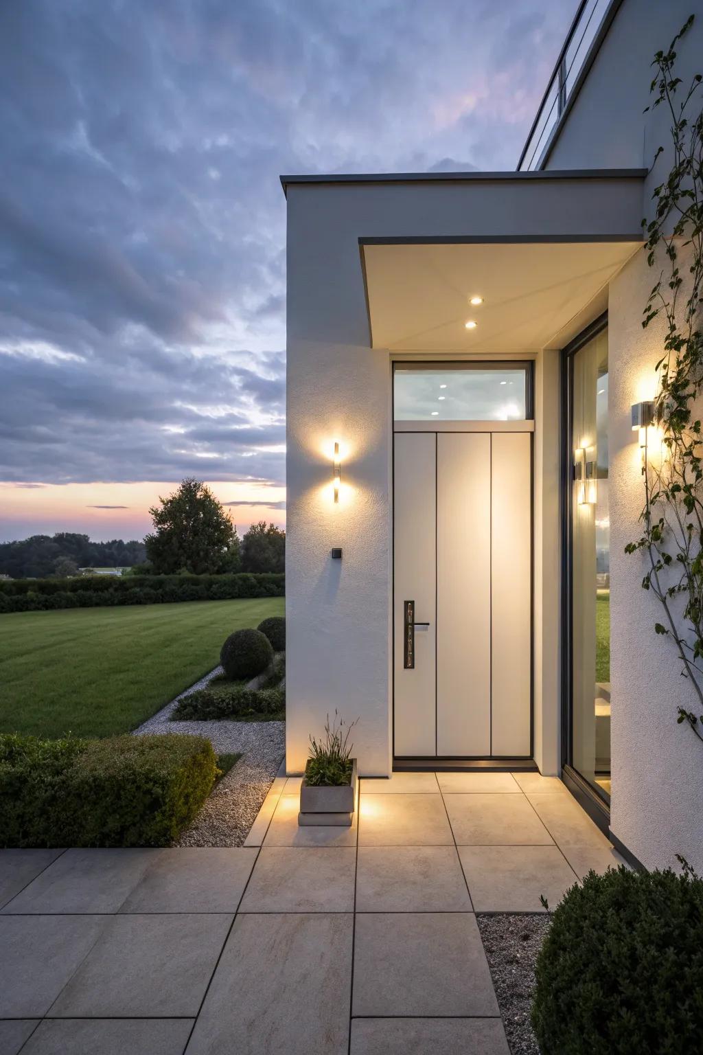 Symmetrical sconces providing a balanced lighting effect.