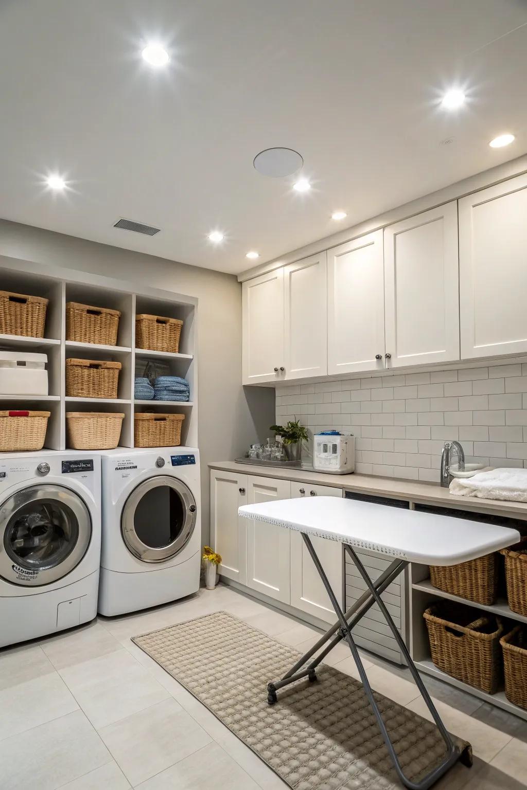 Sleek recessed lighting offering unobtrusive illumination.