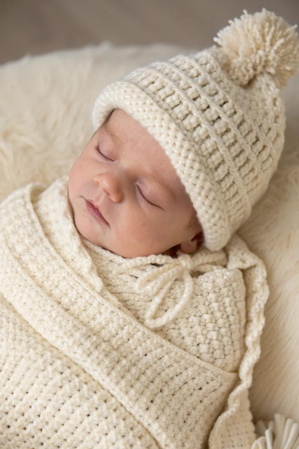 Embrace the warmth of winter with cozy knits and textures for your baby.