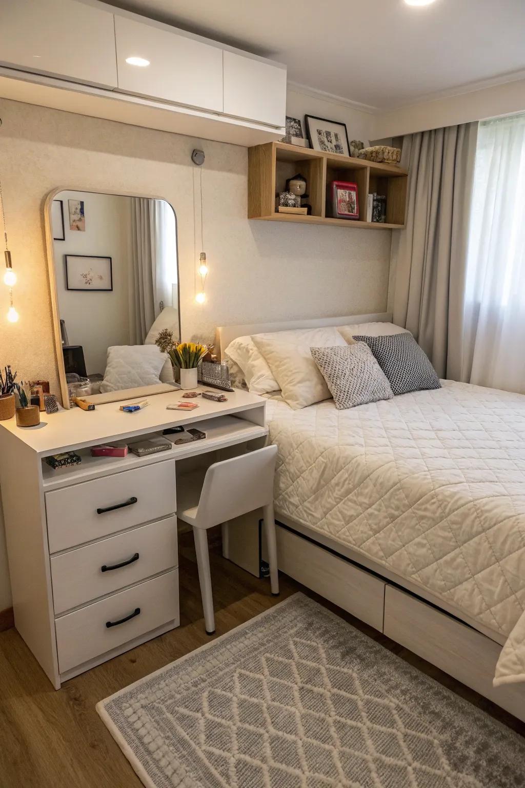 Multifunctional furniture pieces save space and enhance usability.
