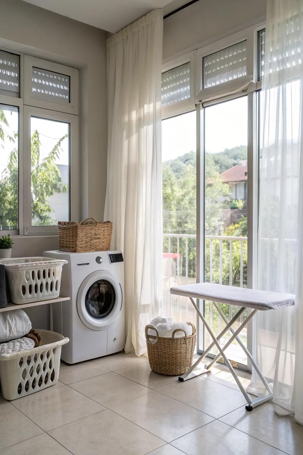 Bright and airy laundry room with plenty of natural light.