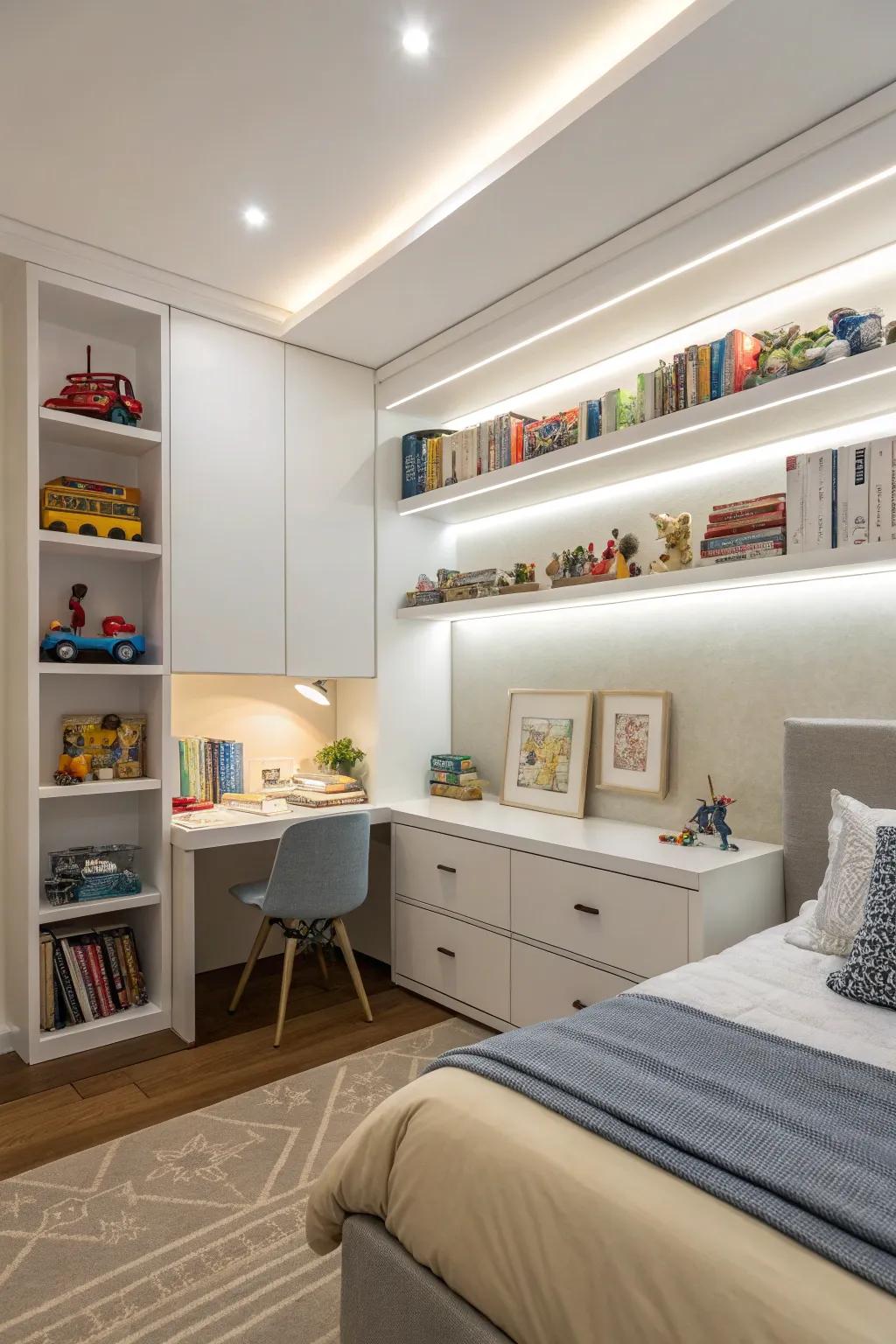 Clean lines and organization create a clutter-free environment.