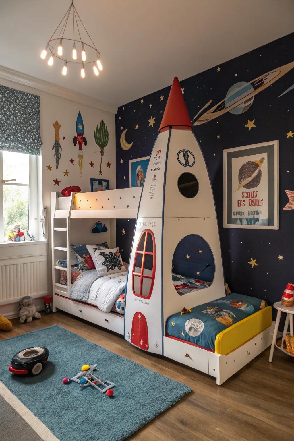 Transform bedtime with a rocket ship bed.