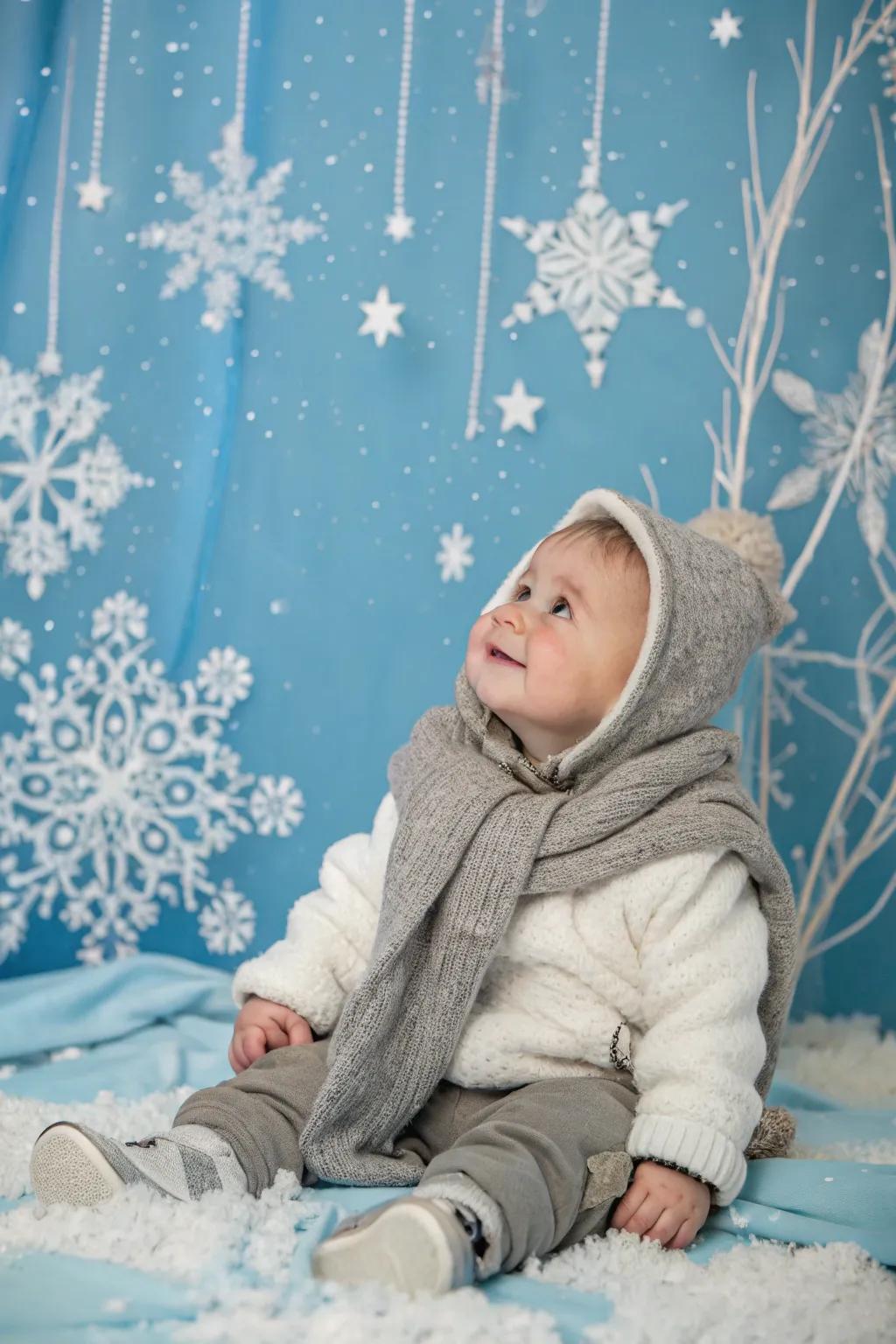 Transform your space into a winter wonderland with a simple backdrop.