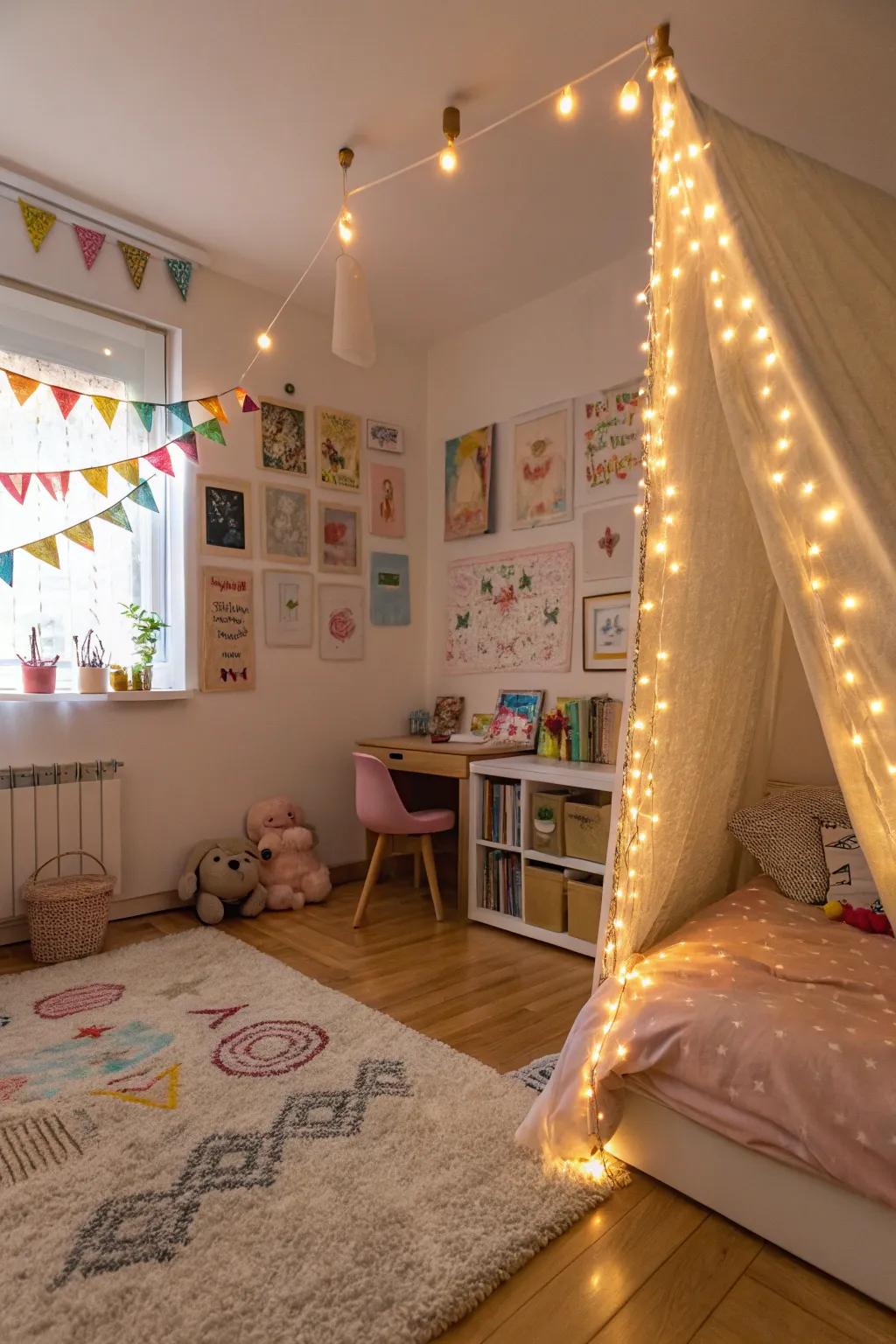 Creative lighting can add a magical ambiance to a child's room.