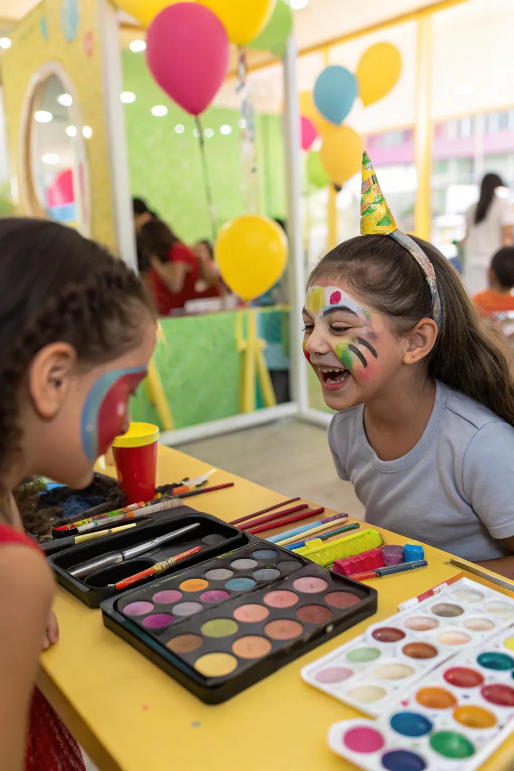 Face painting fun for kids at the party.