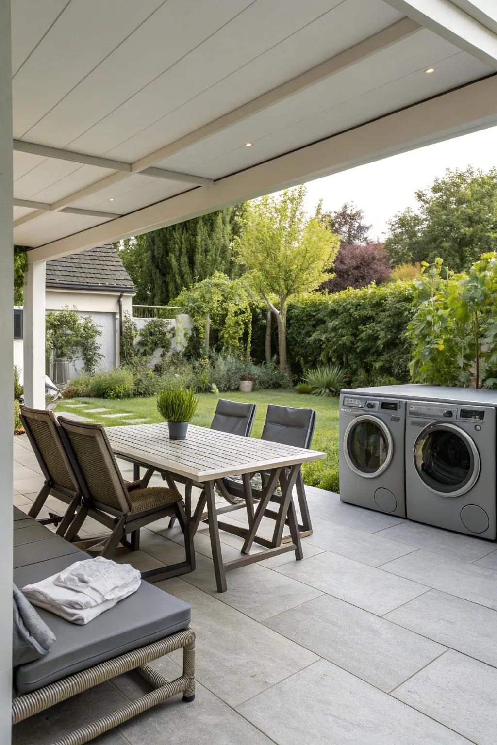 A versatile space that combines laundry and leisure.