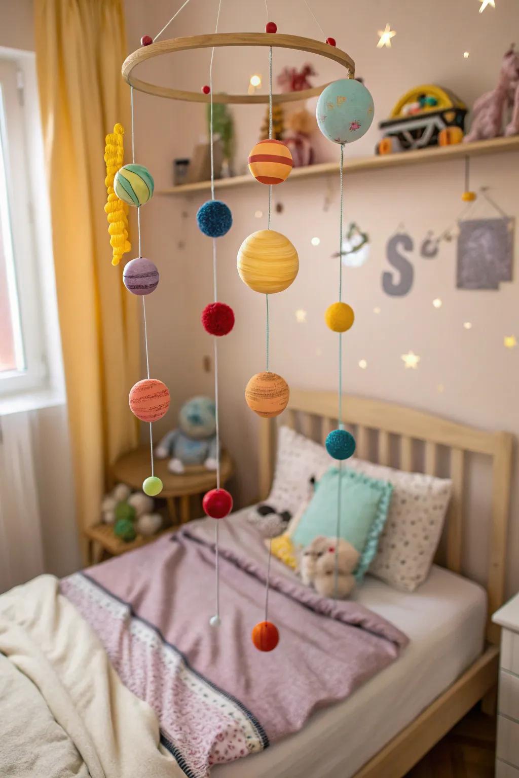 Captivate curiosity with a planetary mobile.