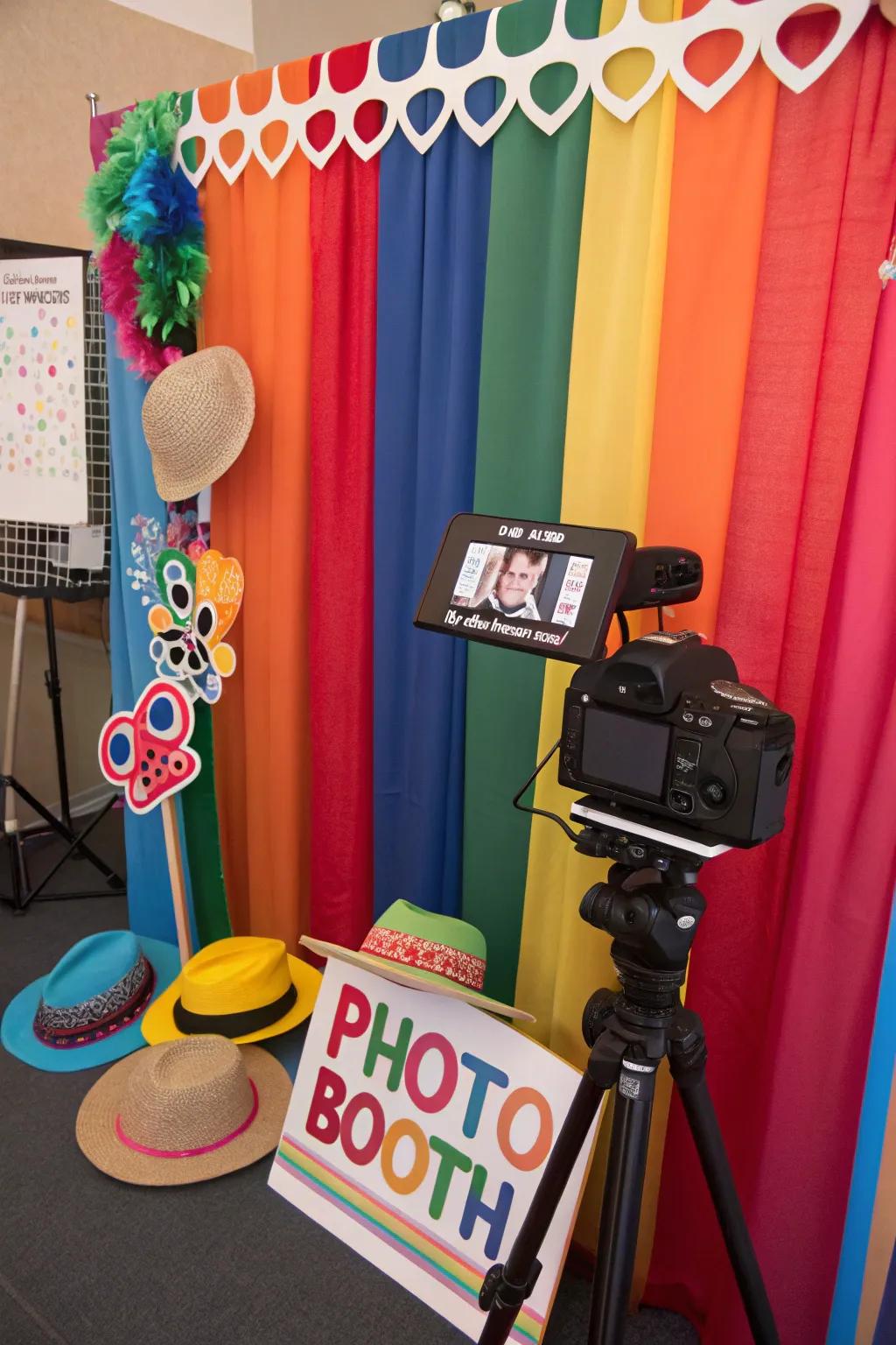 A photo booth with props for capturing fun memories.