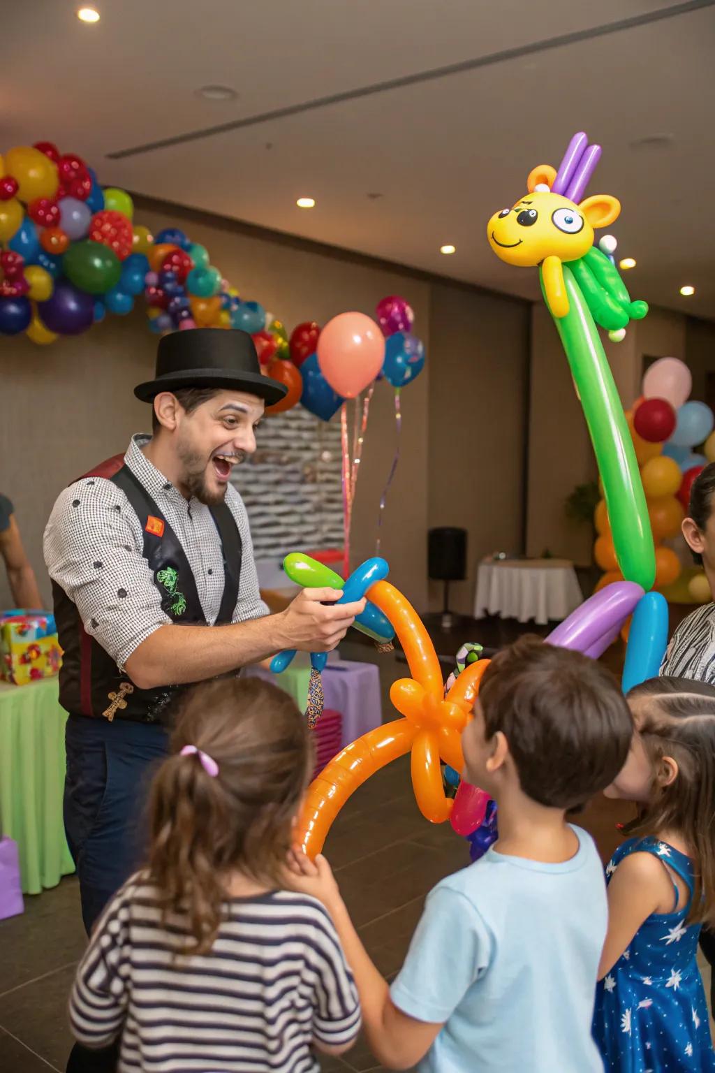 Balloon animals adding a magical touch to the party.