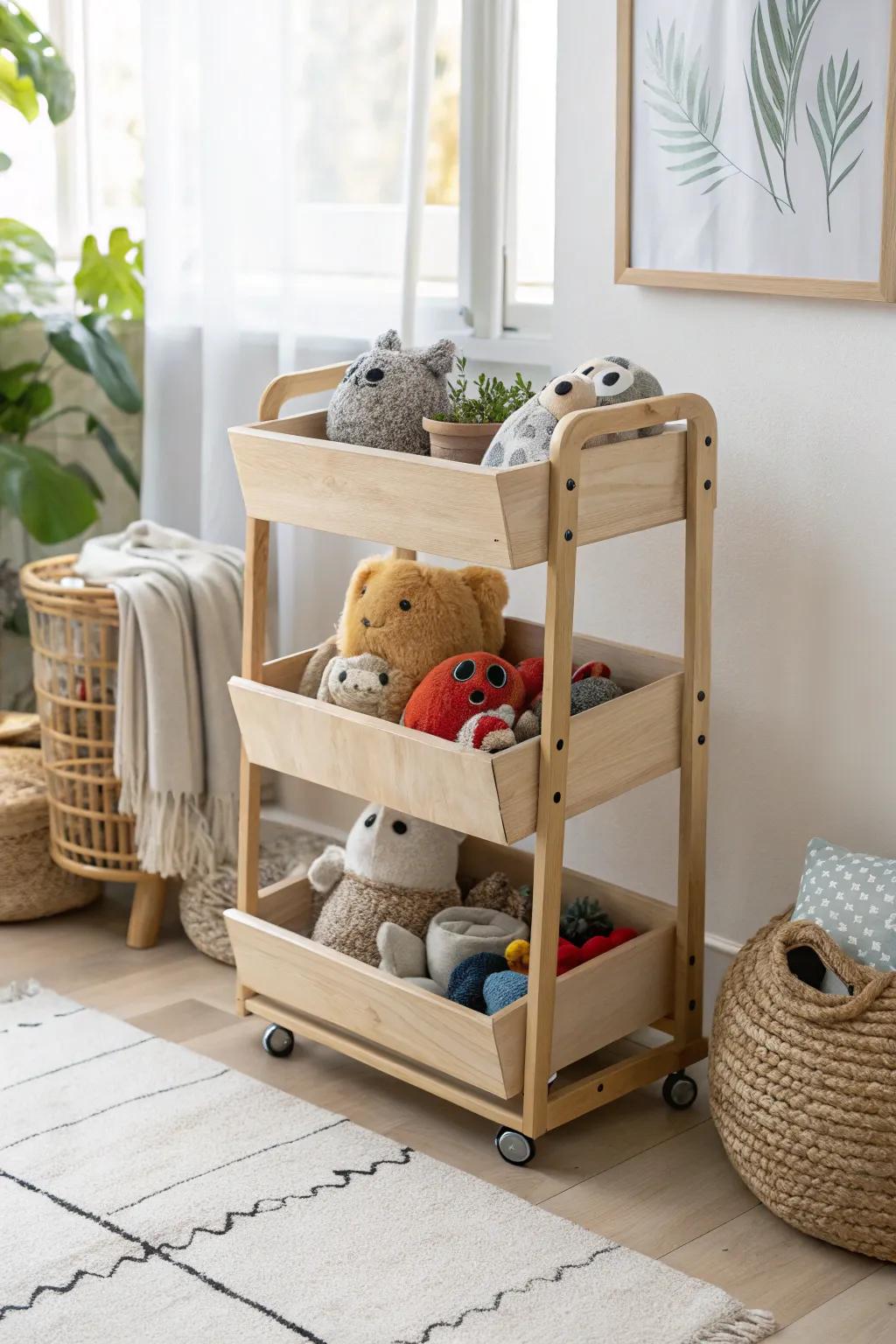 Effortless playtime cleanup with a stylish touch: Discover the perfect blend of functionality and aesthetic appeal with our mobile storage solution.