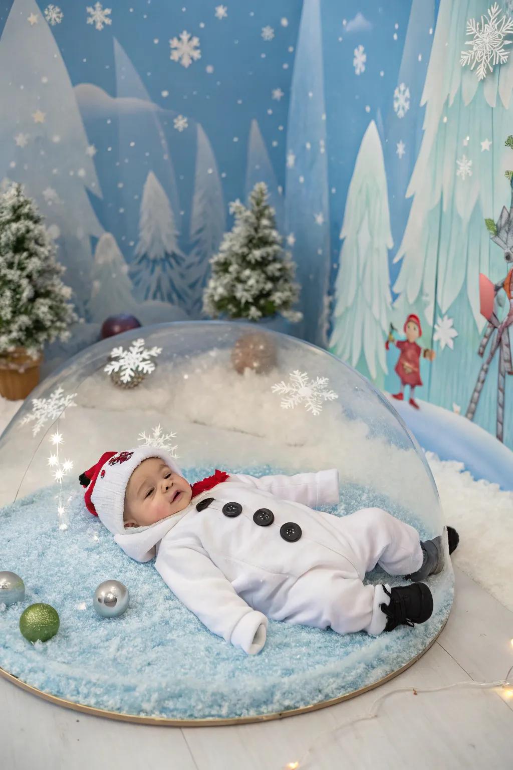 Turn your baby into the star of a snow globe with this enchanting setup.