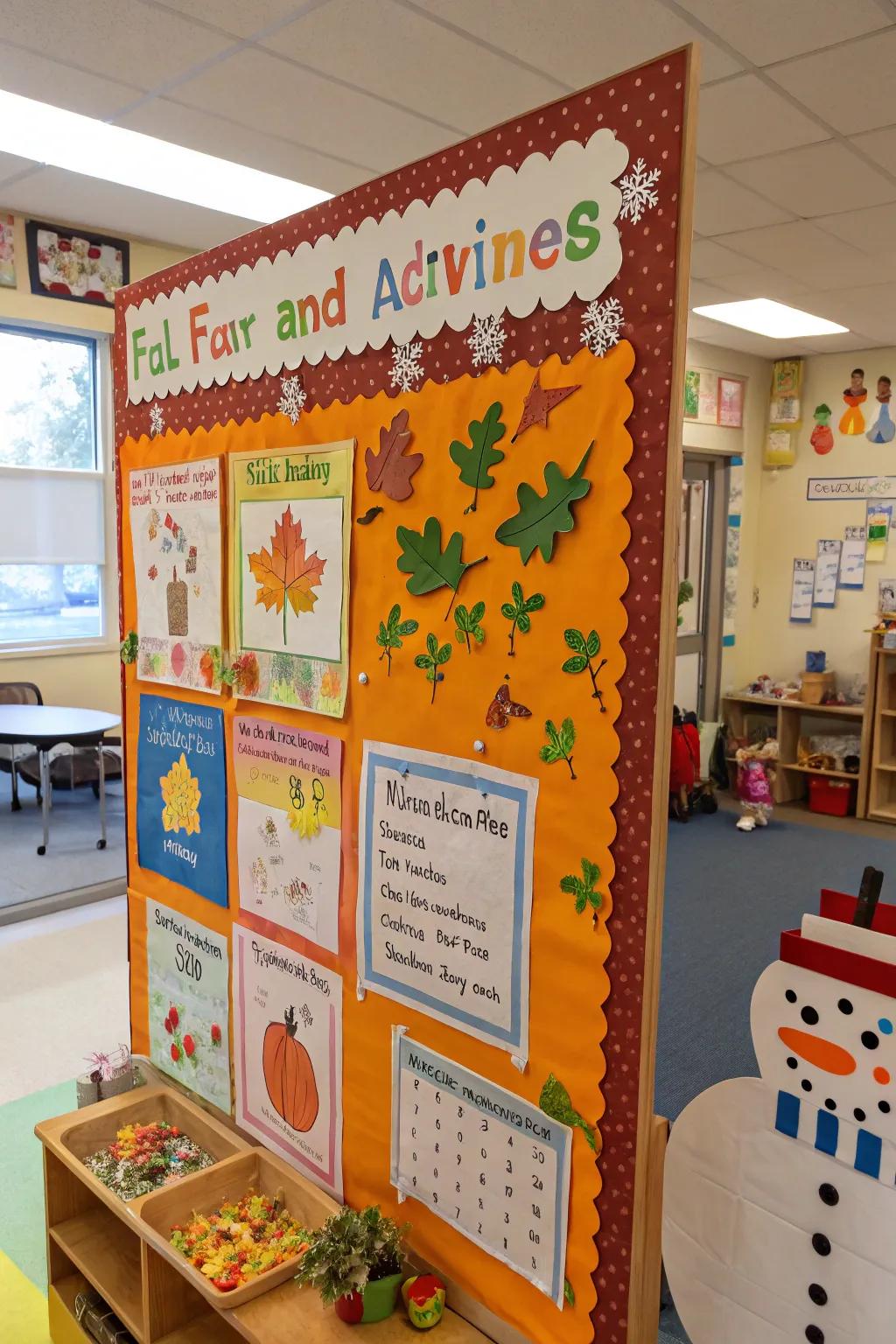 A bulletin board filled with seasonal family activity ideas, perfect for bonding time.