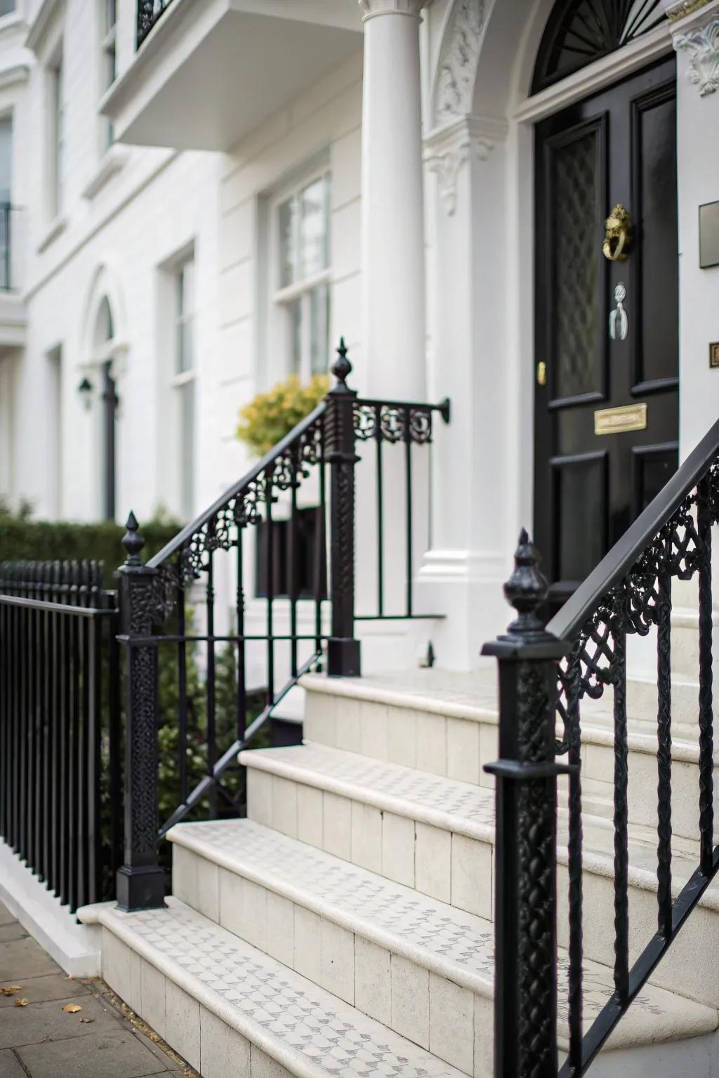 Chic black and white staircase for dramatic contrast.