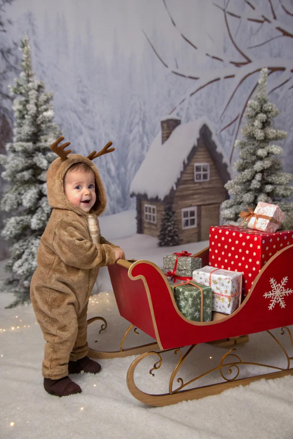 Capture festive charm with a reindeer-themed photoshoot.
