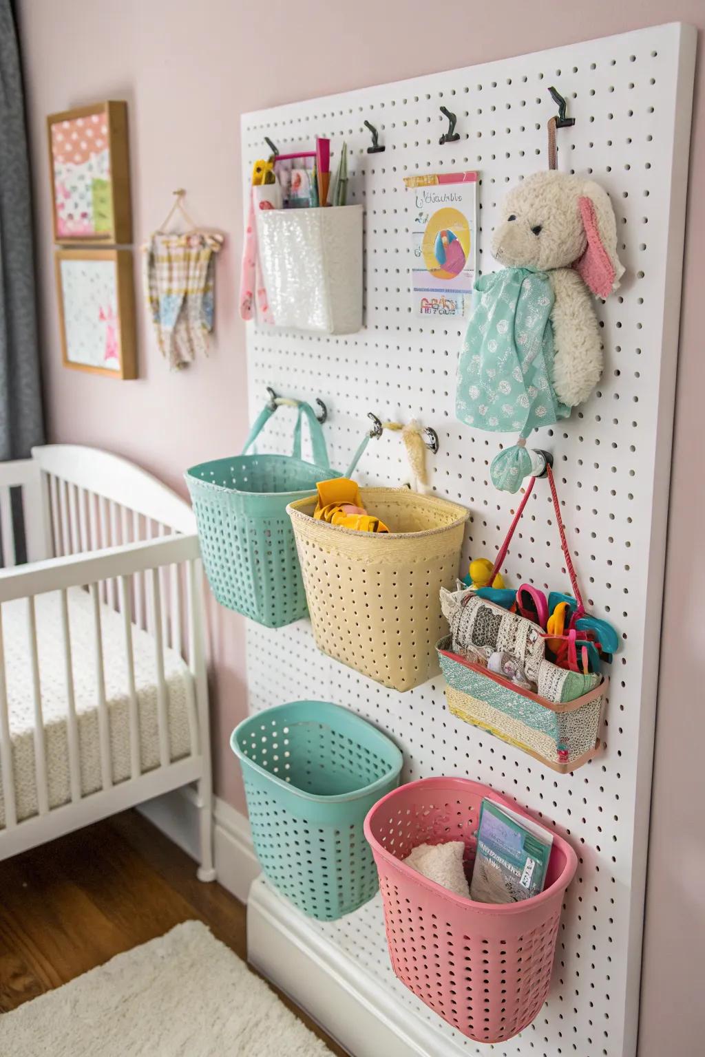 Pegboards offer flexible and customizable storage options.