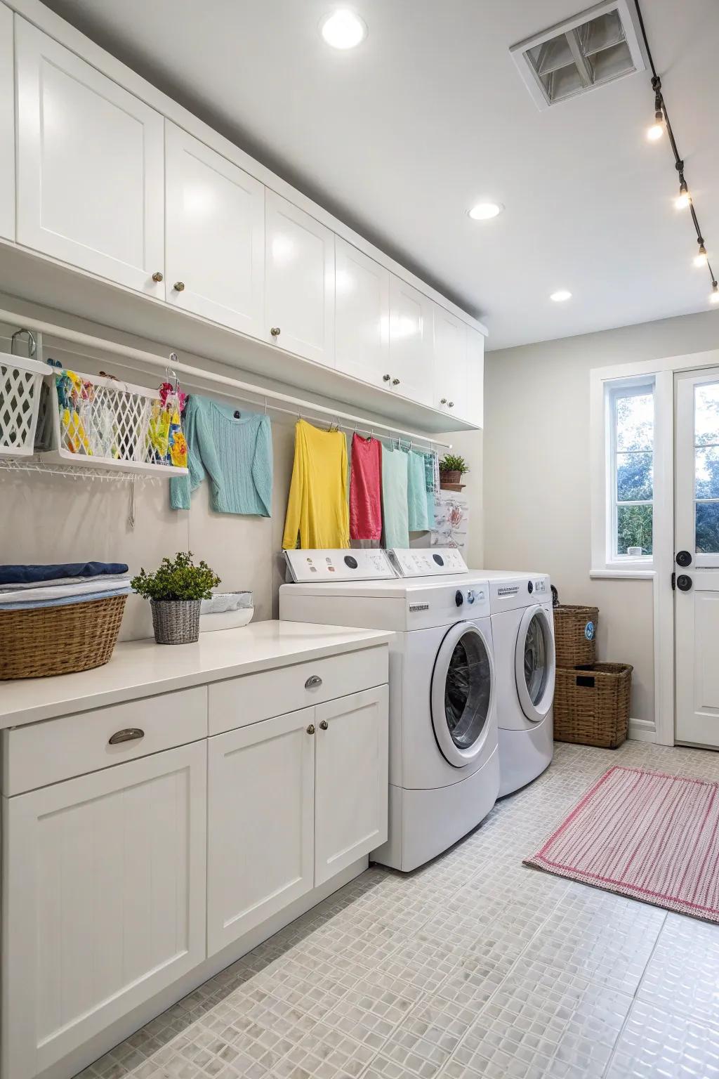 Daylight color temperature lighting ensuring accurate color representation in the laundry room.