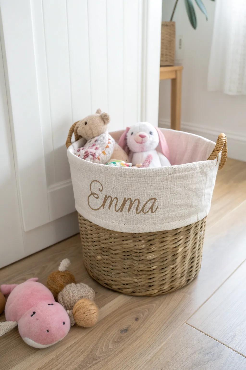 Organize with style: Personalized baskets make tidying up a joy.