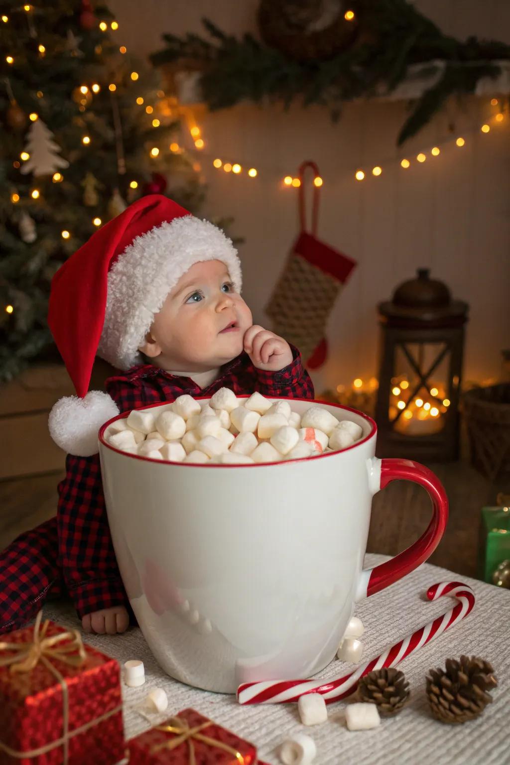 Bring the warmth of hot cocoa season into your photoshoot.