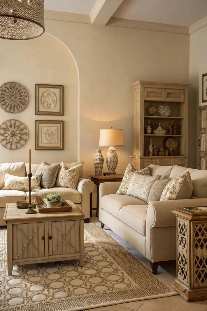 Layering neutrals enhances the depth of a cream palette.