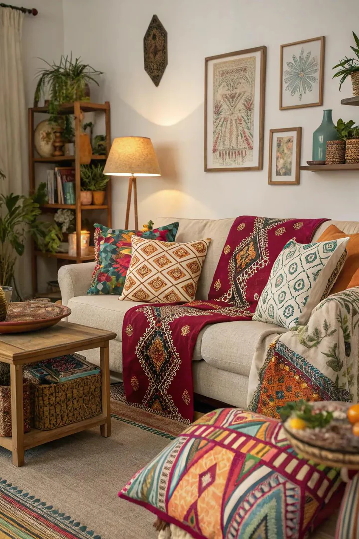 A vibrant mix of patterns and prints adds energy and personality.