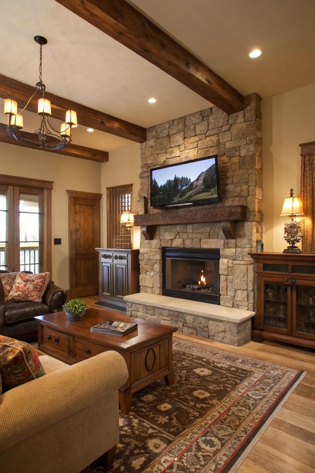 Rustic elements add a touch of natural elegance.