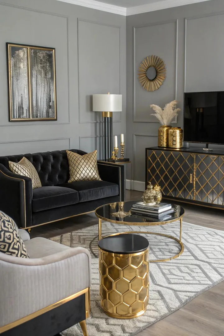 Metallic accents add unexpected glamour.