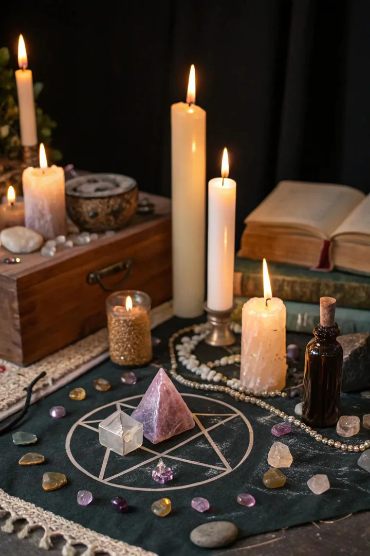 A mystical altar is a focal point for personal rituals and magic.