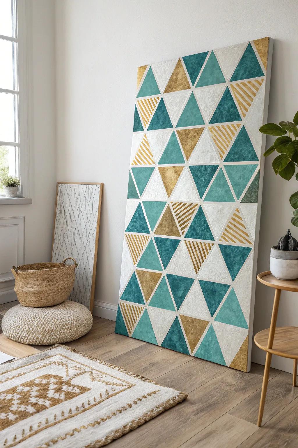 Elevate your living room with a chic geometric canvas masterpiece!