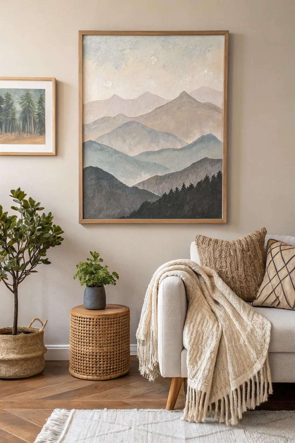 Bring serenity to your space with a textured landscape masterpiece. #DIYArt #ScandinavianStyle